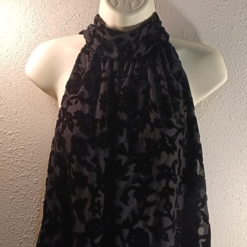 Max Edition Burnout Sleeveless Top Turtleneck Style With Bow Tie In Back